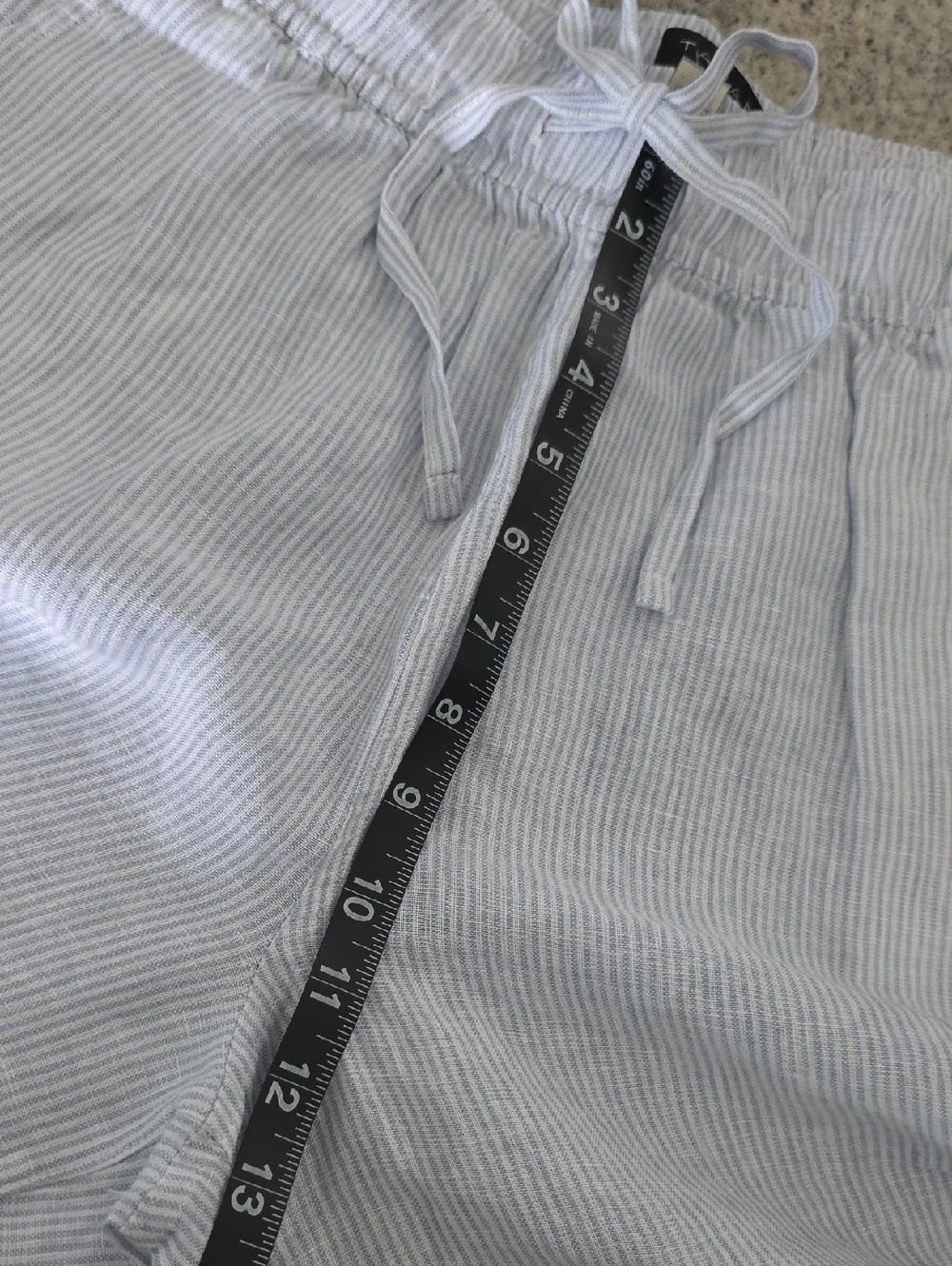 NWT...100% Linen Tahari Light Blue & White Striped Pants - Picture 9 of 11
